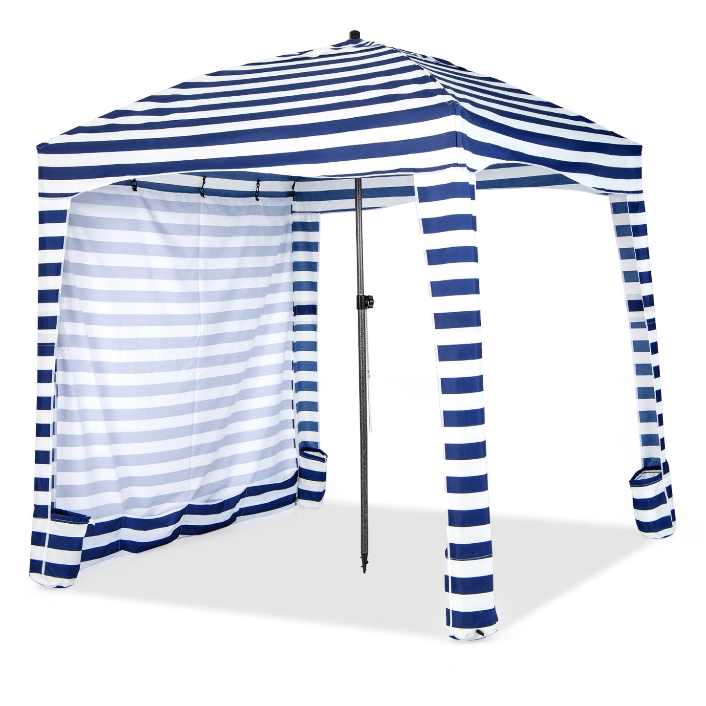 6 x 6 Feet Foldable Beach Cabana Tent with Carrying Bag and Detachable Sidewall, Blue