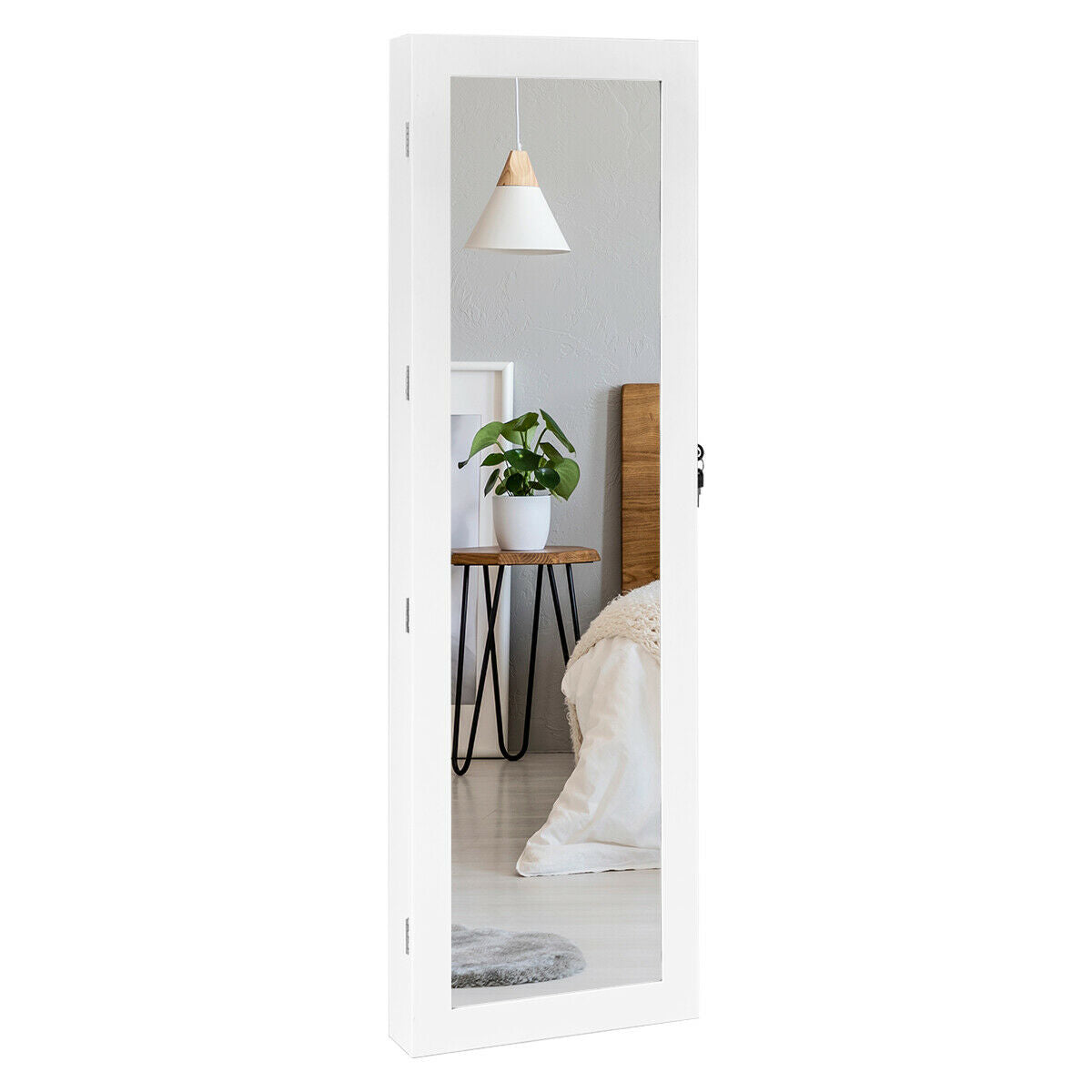 Lockable Armoire Jewelry Cabinet With LED Lights, White Jewelry Armoires White at Gallery Canada