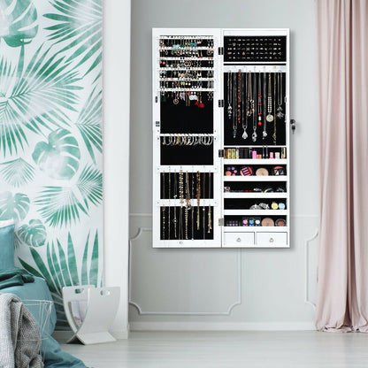Lockable Armoire Jewelry Cabinet with LED Lights, White Jewelry Armoires at Gallery Canada