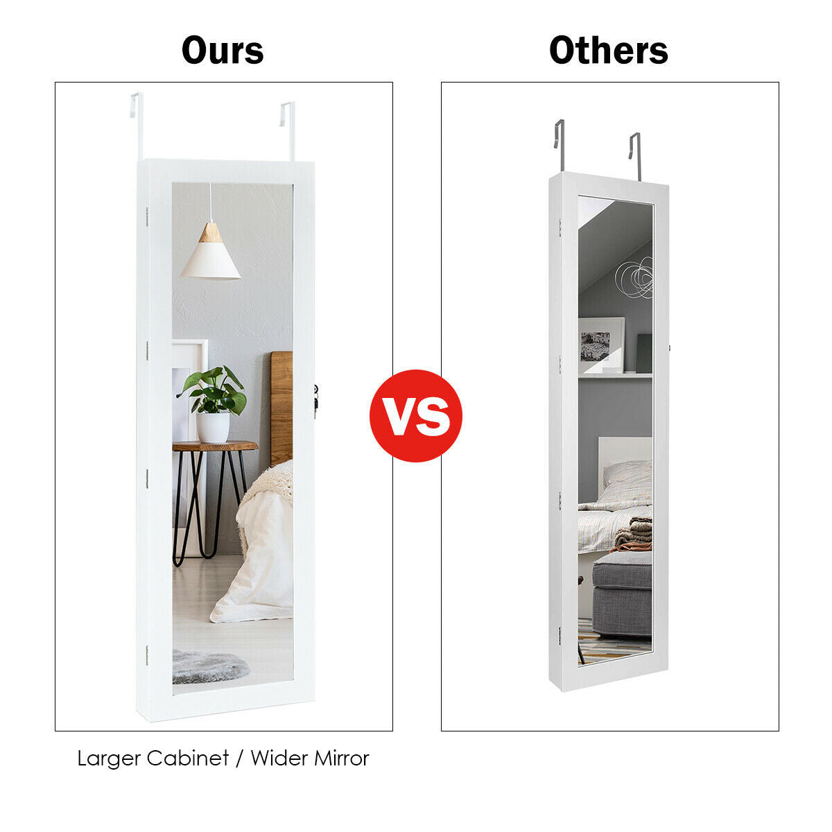 Lockable Armoire Jewelry Cabinet with LED Lights, White Jewelry Armoires at Gallery Canada