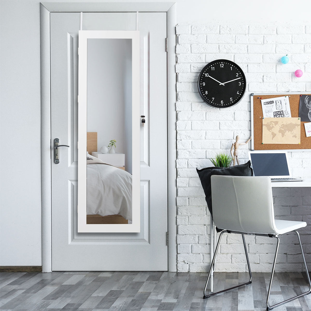 Lockable Armoire Jewelry Cabinet with LED Lights, White Jewelry Armoires at Gallery Canada