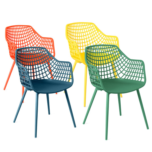 4 Pieces Kids Chairs with Curved Backrest and Ergonomic Armrests, Multicolor at Gallery Canada