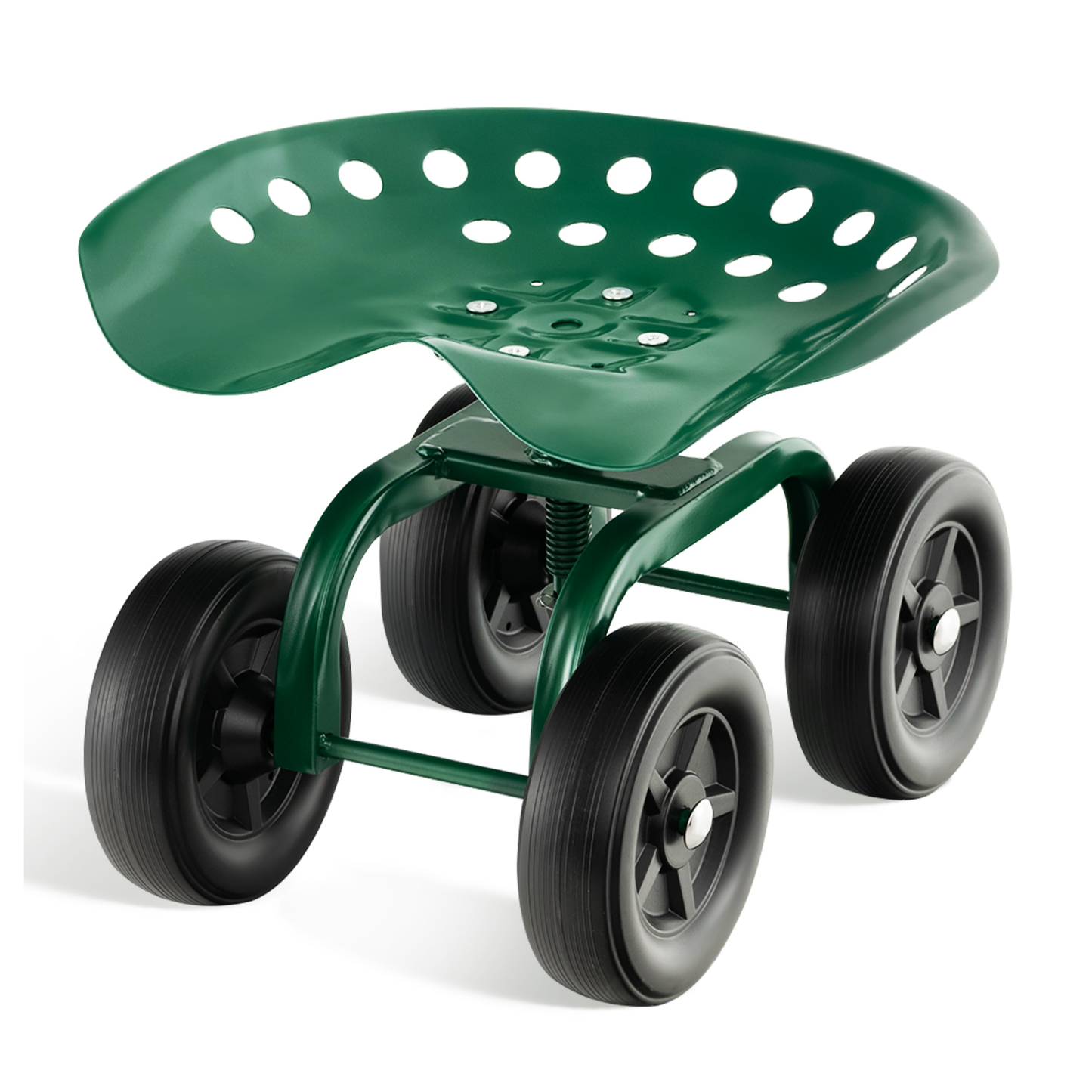 Garden Rolling Workseat with 360°Swivel Seat and Adjustable Height, Green - Gallery Canada