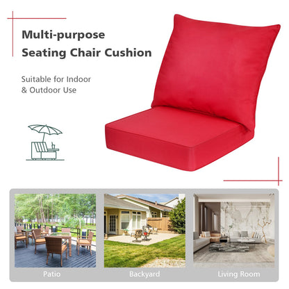 Deep Seat Chair Cushion Pads Set with Rope Belts for Indoor and Outdoor, Red - Gallery Canada