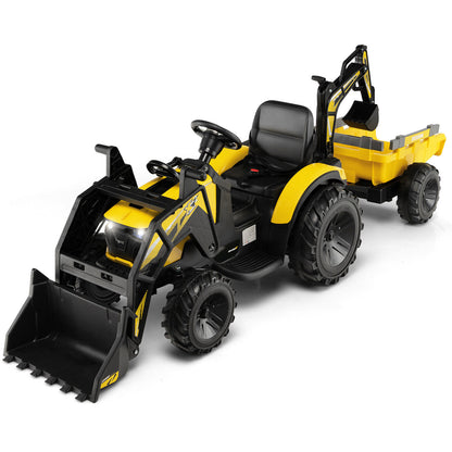 12V 3 In 1 Kids Ride On Excavator, Yellow Powered Ride On Toys Yellow at Gallery Canada