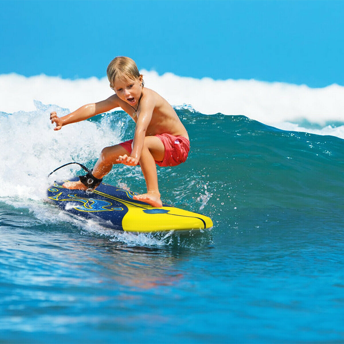 6 Feet Surfboard with 3 Detachable Fins, Yellow Surfing at Gallery Canada
