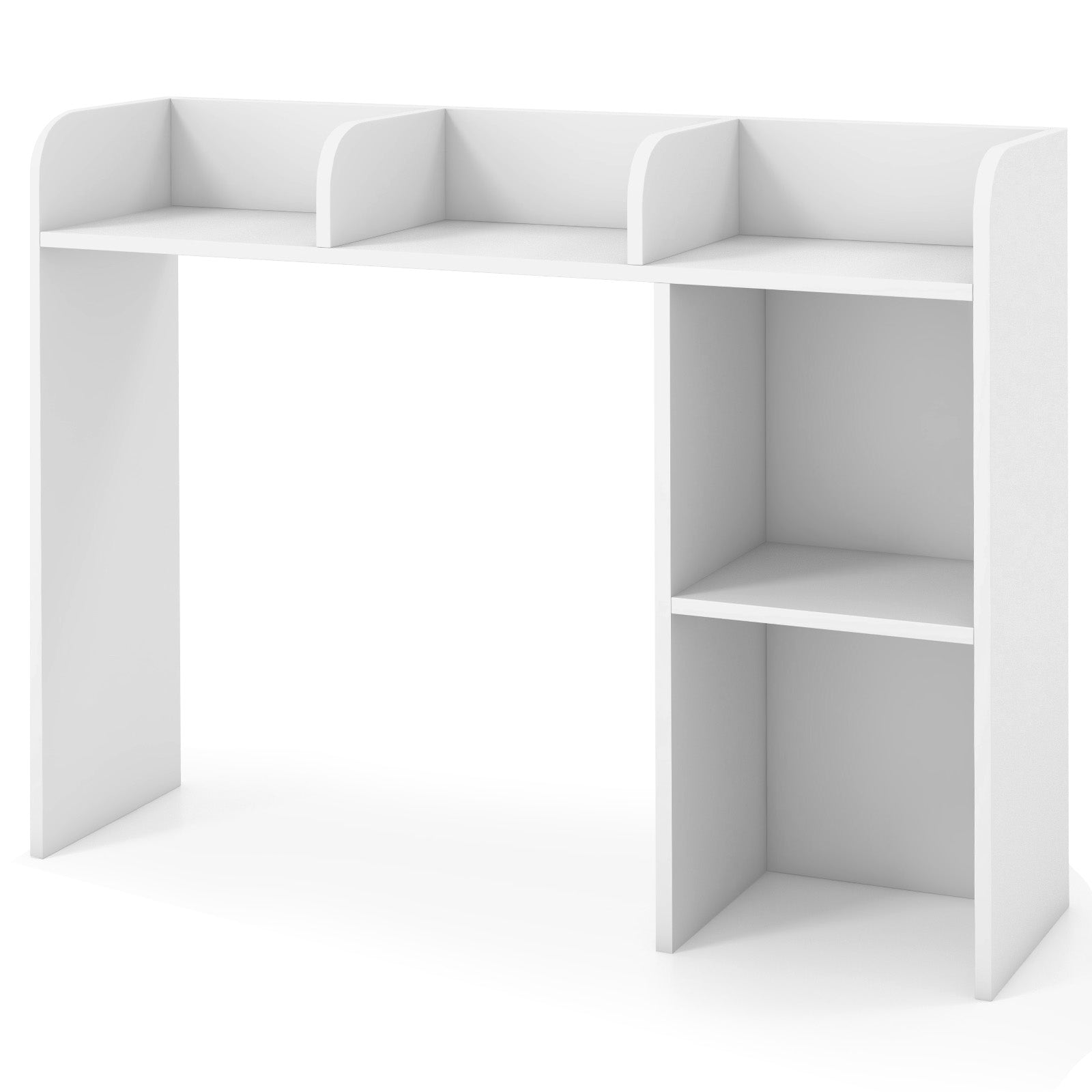 3-Tier Multipurpose Desk Bookshelf with 4 Shelves, White Bookcases at Gallery Canada