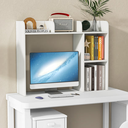 3-Tier Multipurpose Desk Bookshelf with 4 Shelves, White Bookcases at Gallery Canada