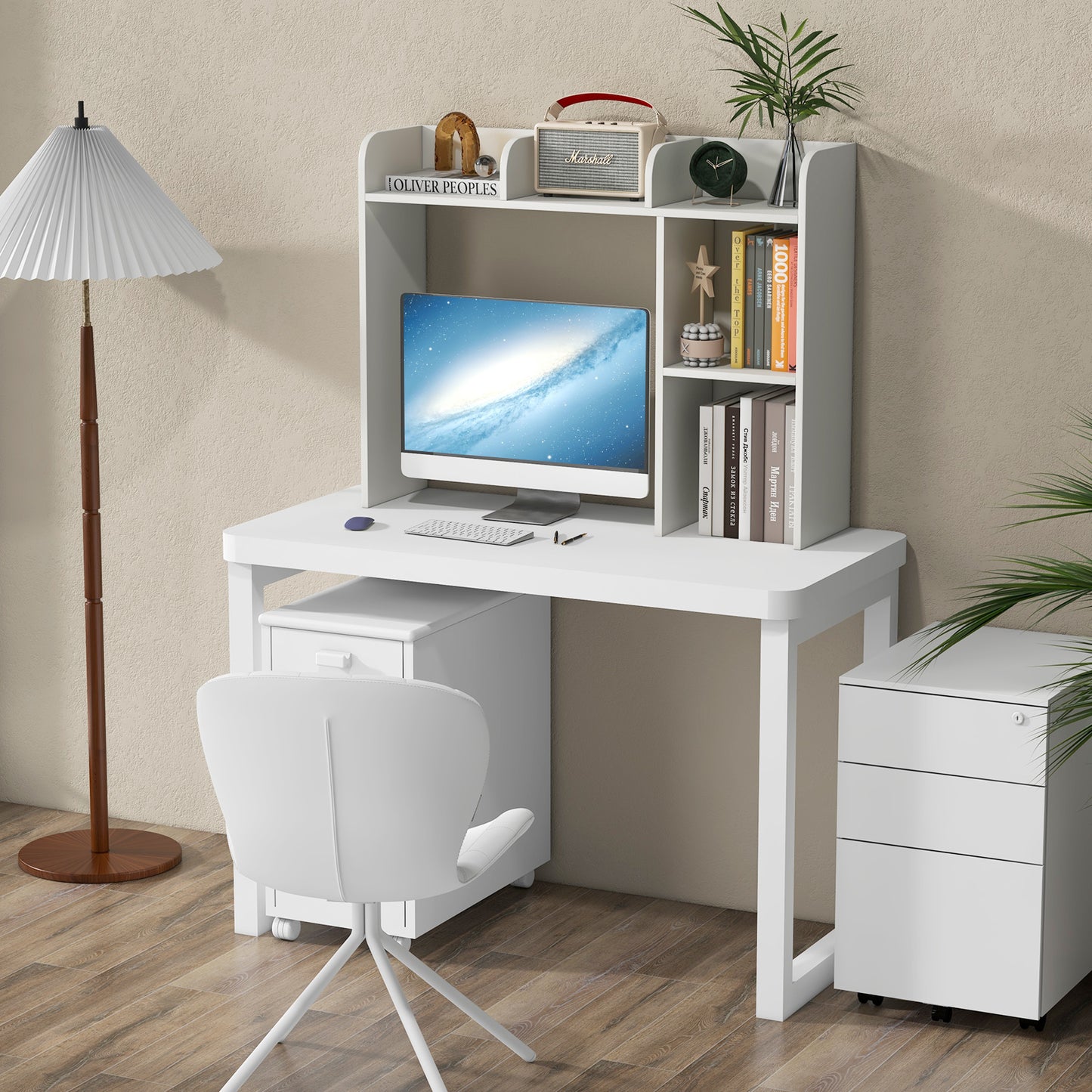3-Tier Multipurpose Desk Bookshelf with 4 Shelves, White Bookcases at Gallery Canada