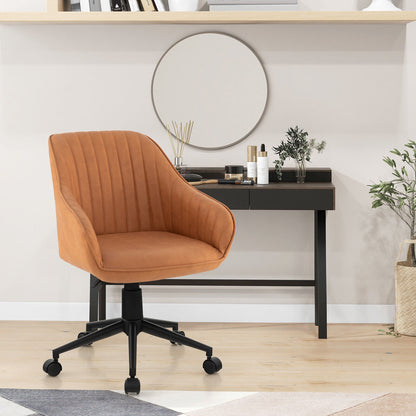 Modern Home Office Chair with Curved Backrest and Comfortable Armrests, Brown Leisure Chairs at Gallery Canada