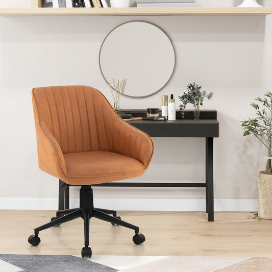 Modern Home Office Chair with Curved Backrest and Comfortable Armrests, Brown - Gallery Canada