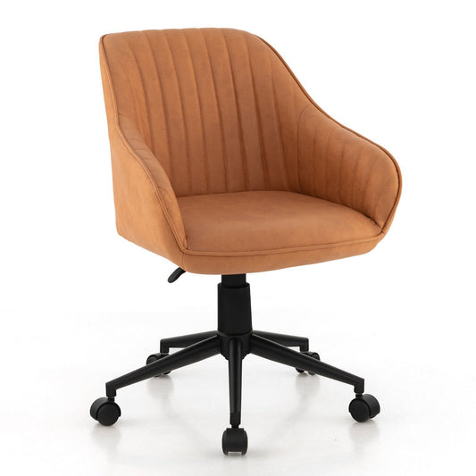 Modern Home Office Chair with Curved Backrest and Comfortable Armrests, Brown - Gallery Canada