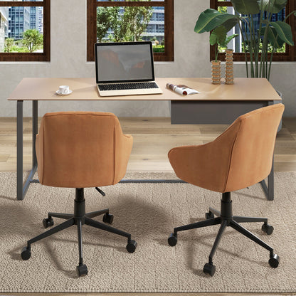 Modern Home Office Chair with Curved Backrest and Comfortable Armrests, Brown Leisure Chairs at Gallery Canada