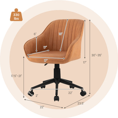 Modern Home Office Chair with Curved Backrest and Comfortable Armrests, Brown Leisure Chairs at Gallery Canada