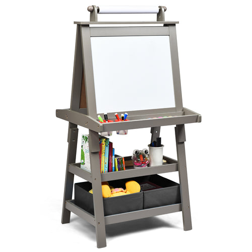 3 in 1 Double-Sided Storage Art Easel, Gray
