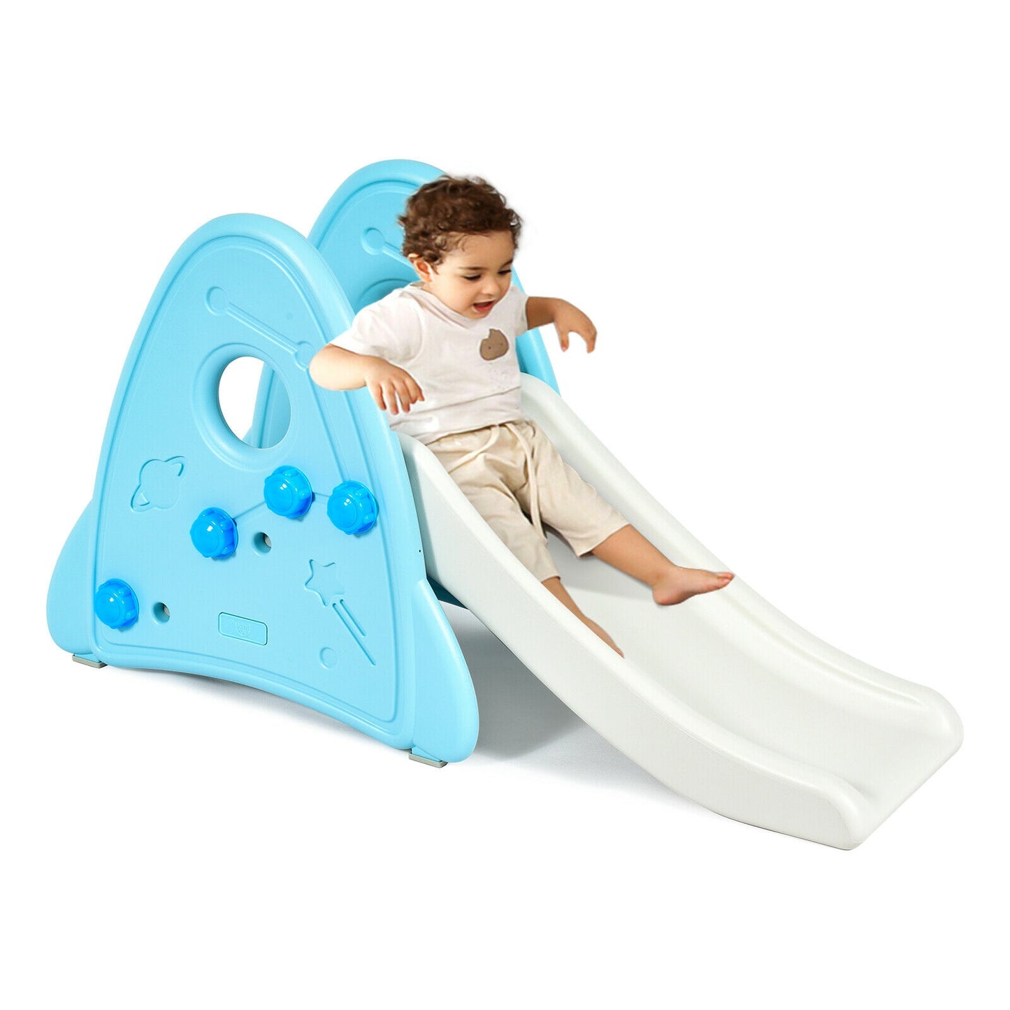 Freestanding Baby Slide, Indoor Play Climber Set, Blue