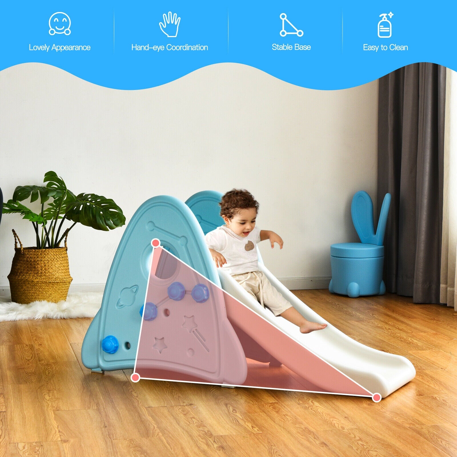 Freestanding Baby Slide Indoor First Play Climber Slide Set for Boys Girls, Blue Climbers & Slides at Gallery Canada
