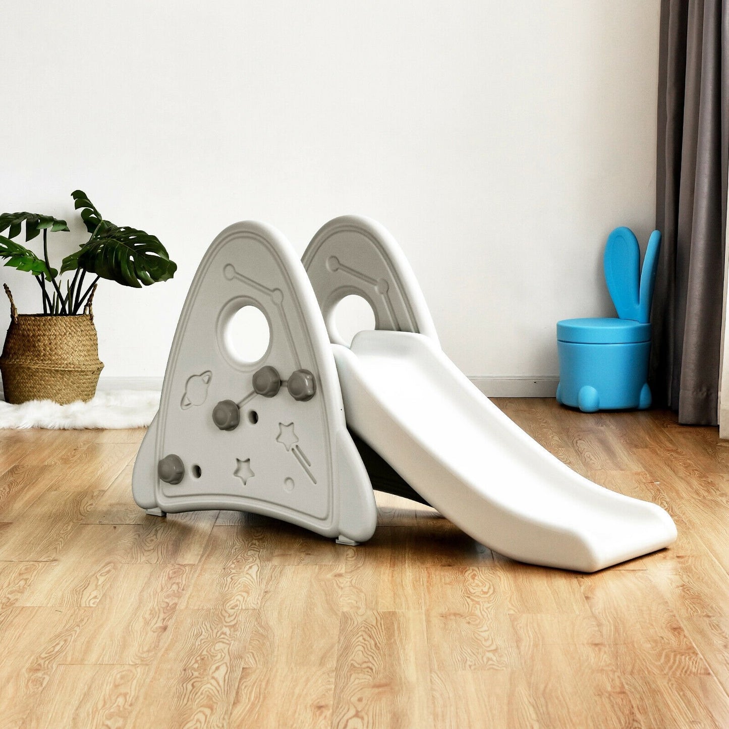 Freestanding Baby Slide Indoor First Play Climber Slide Set for Boys Girls, Gray - Gallery Canada