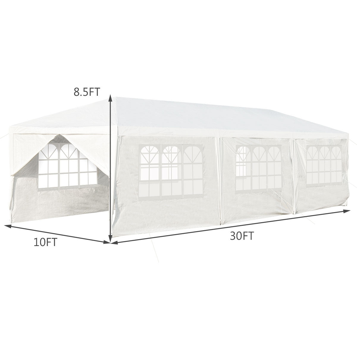 10 x 30 Feet Outdoor Canopy Tent with 6 Removable Sidewalls and 2 Doorways, White Canopies at Gallery Canada
