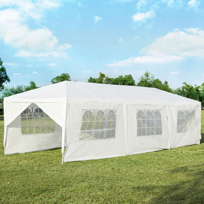 10 x 30 Feet Outdoor Canopy Tent with 6 Removable Sidewalls and 2 Doorways, White Canopies at Gallery Canada