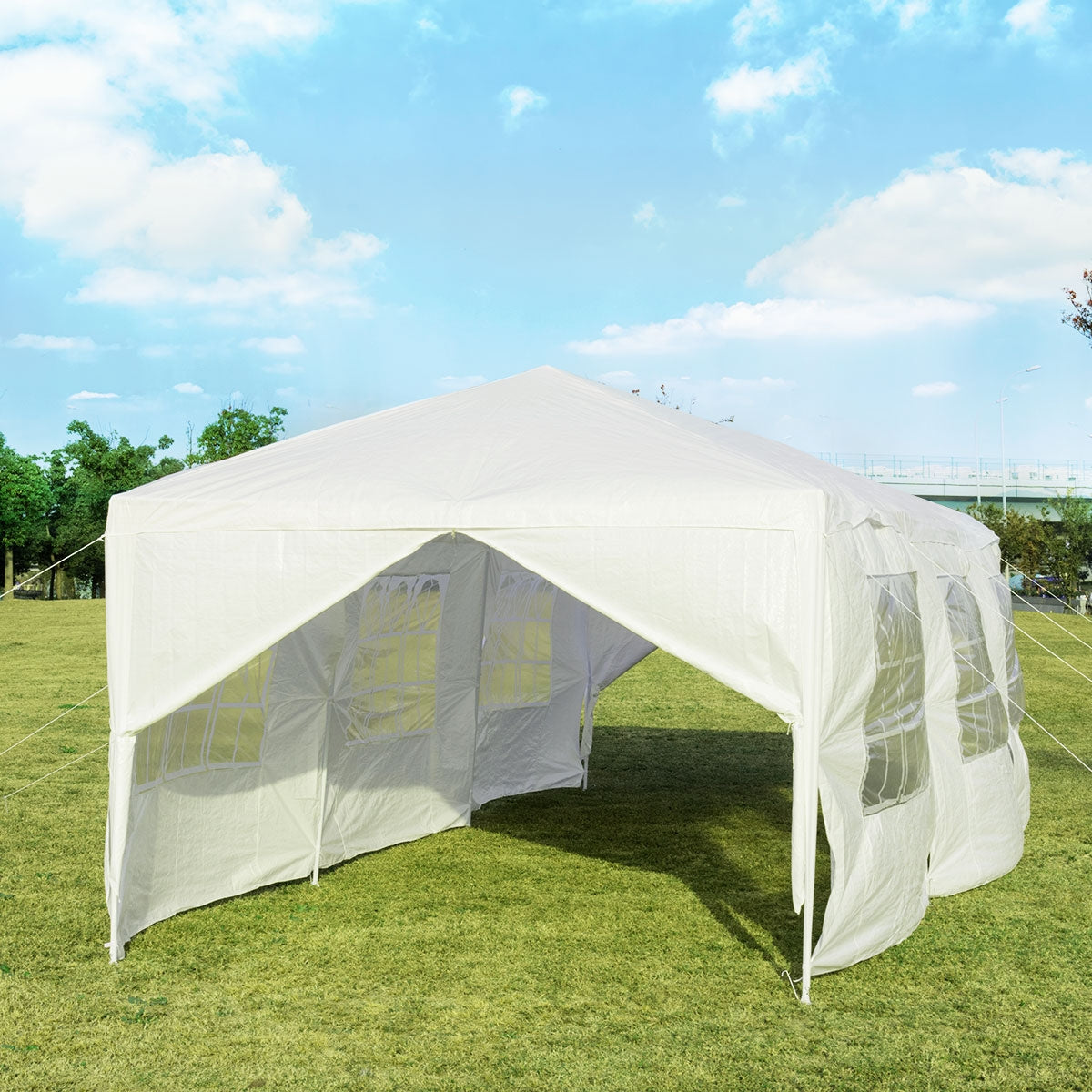 10 x 30 Feet Outdoor Canopy Tent with 6 Removable Sidewalls and 2 Doorways, White Canopies at Gallery Canada