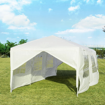 10 x 30 Feet Outdoor Canopy Tent with 6 Removable Sidewalls and 2 Doorways, White Canopies at Gallery Canada