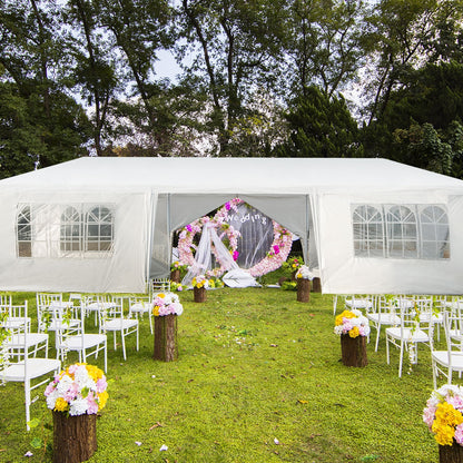 10 x 30 Feet Outdoor Canopy Tent with 6 Removable Sidewalls and 2 Doorways, White Canopies at Gallery Canada