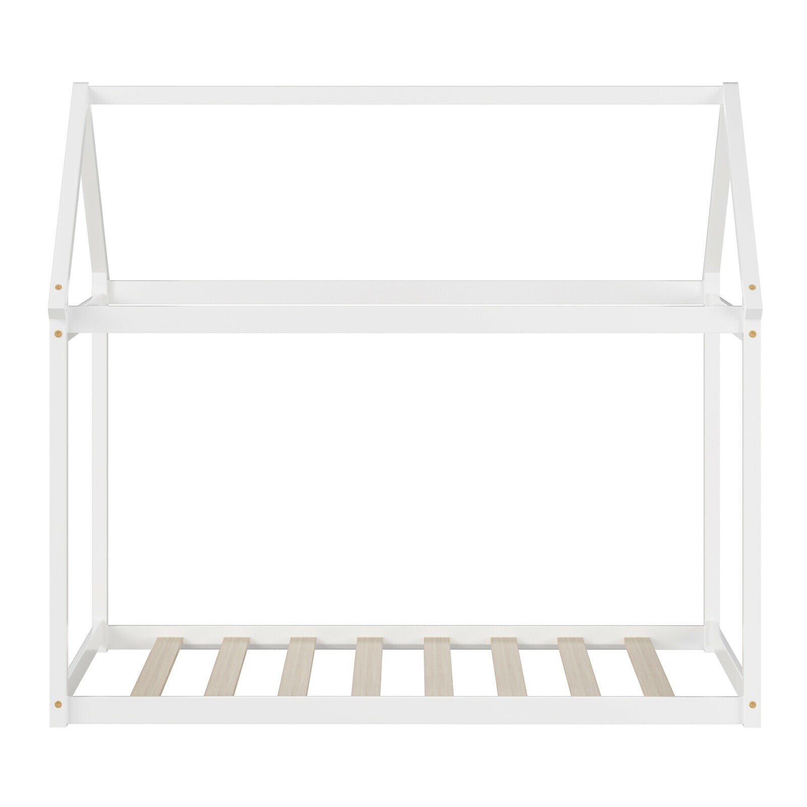 Stable Kids Platform Floor Bed with Roof ang Heavy-Duty Slats, White Simple Bed Frame at Gallery Canada