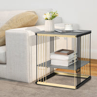 Thumbnail for 2-Tier Metal Square Side End Table with Removable Shelf - Gallery View 2 of 9