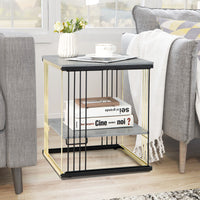 Thumbnail for 2-Tier Metal Square Side End Table with Removable Shelf - Gallery View 3 of 9