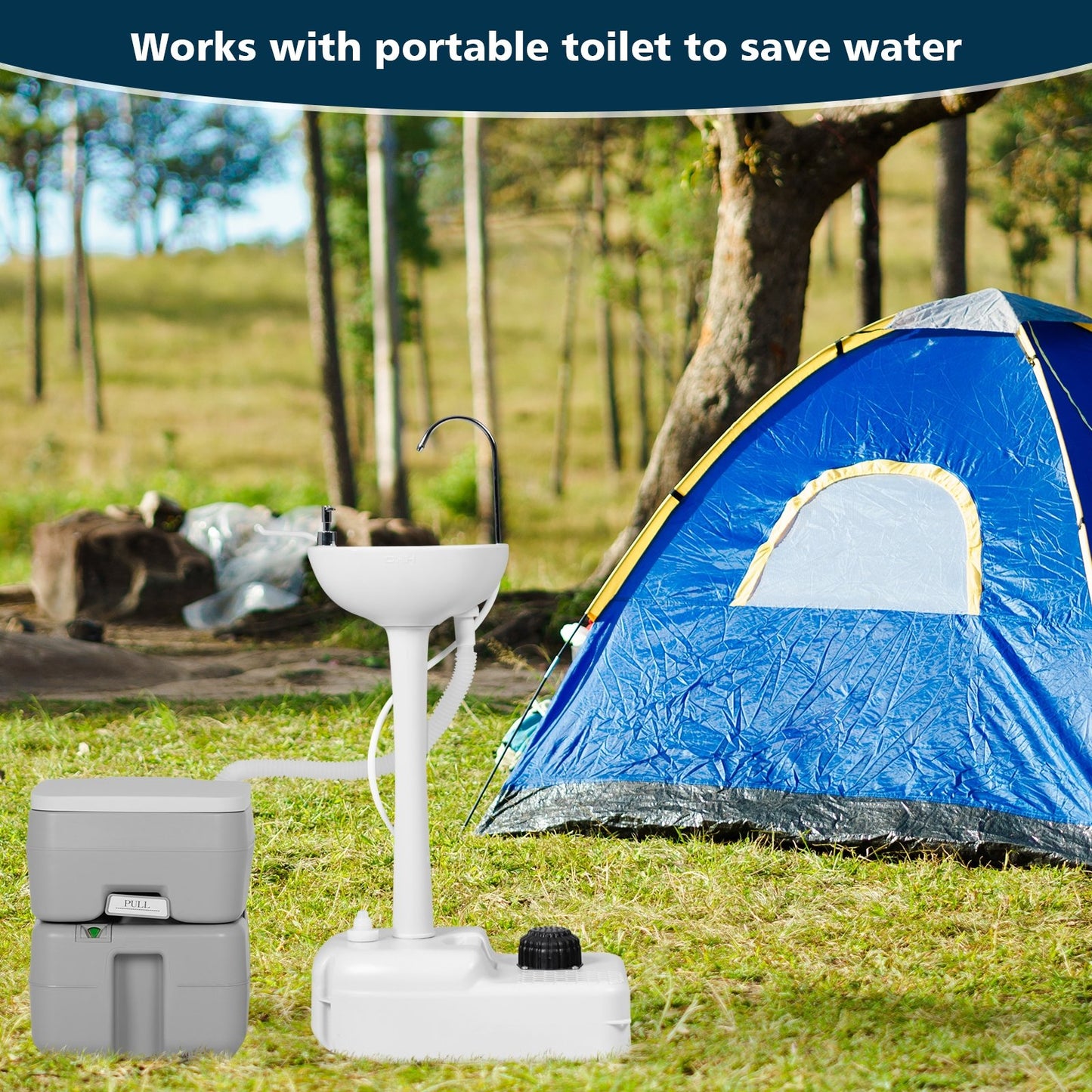 Camping Hand Wash Station Basin Stand with 4.5 Gallon Tank - Gallery Canada