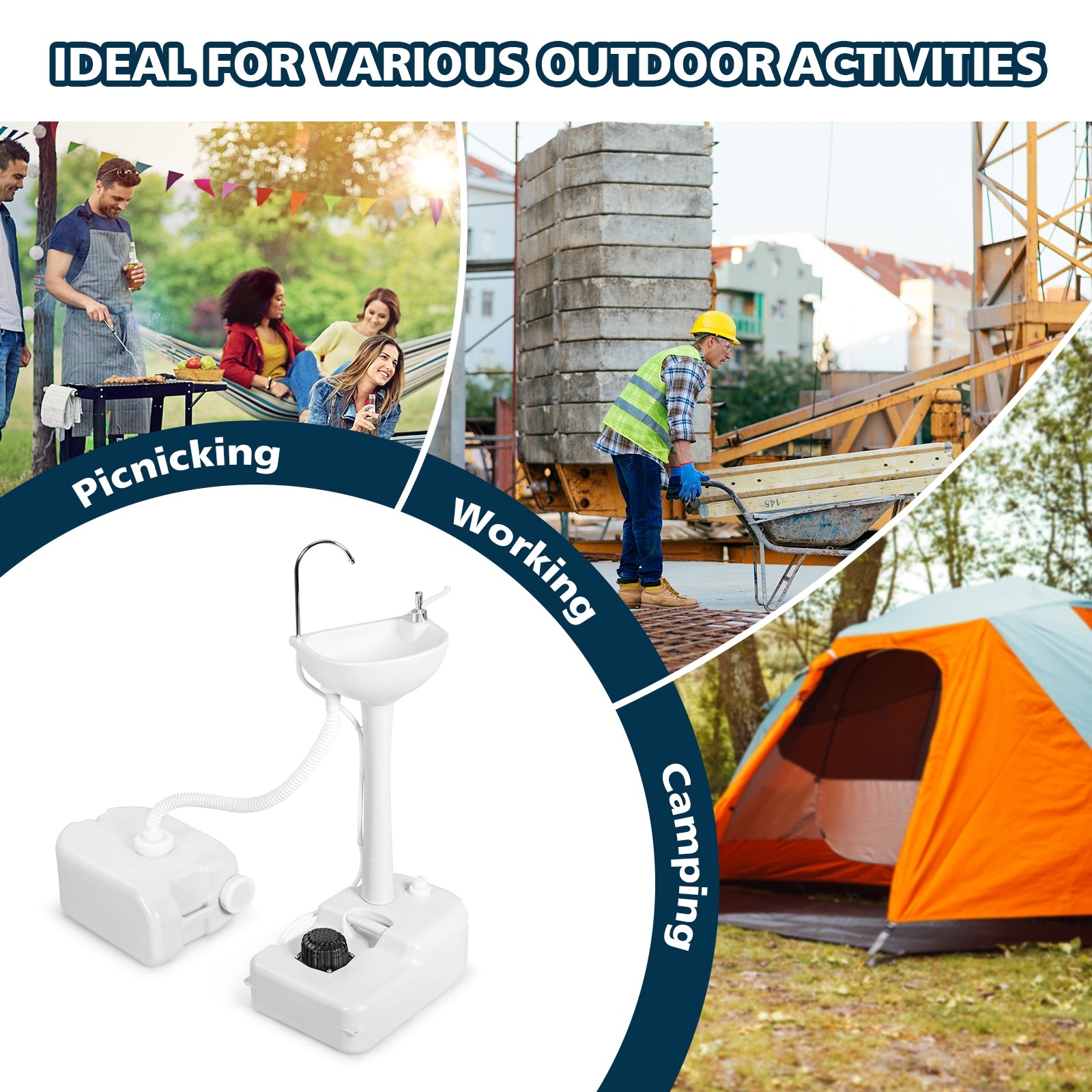 Camping Hand Wash Station Basin Stand with 4.5 Gallon Tank Camping Furniture at Gallery Canada