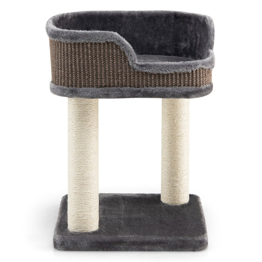 Multi-Level Cat Climbing Tree with Scratching Posts and Large Plush Perch, Gray - Gallery Canada