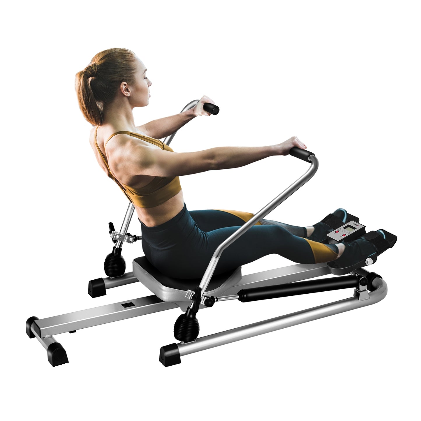 Exercise Adjustable Double Hydraulic Resistance Rowing Machine, Black Rowing Machines at Gallery Canada