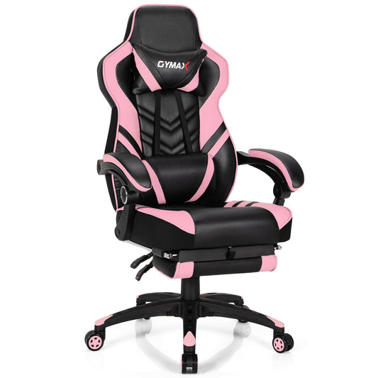 Adjustable Gaming Chair with Footrest for Home Office, Pink - Gallery Canada