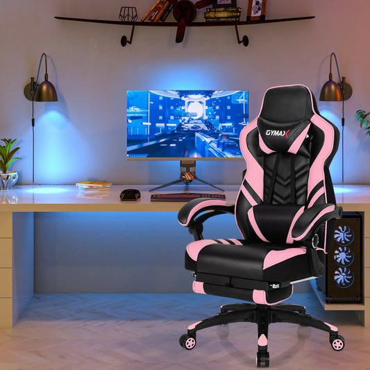 Adjustable Gaming Chair with Footrest for Home Office, Pink - Gallery Canada