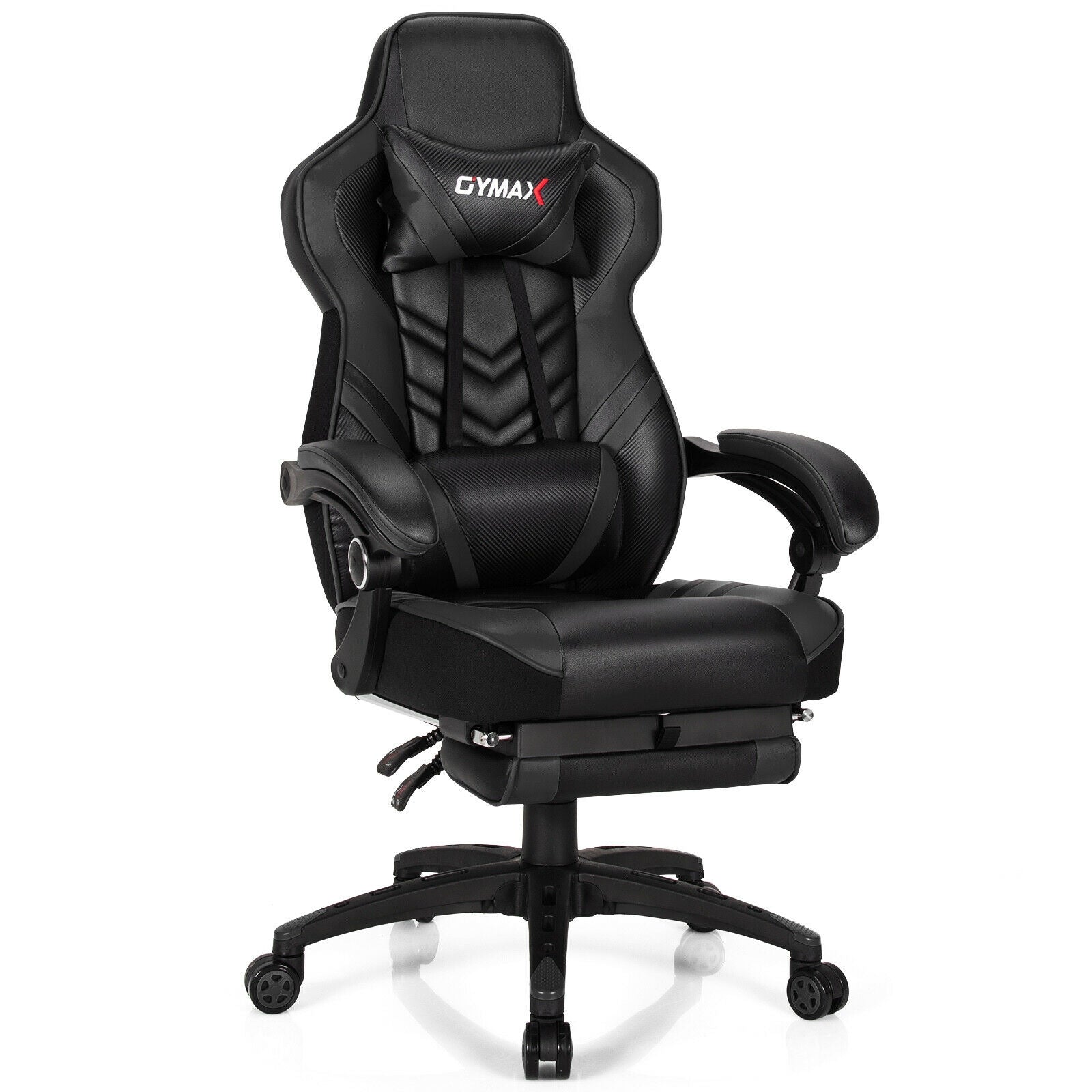 Adjustable Gaming Chair with Footrest for Home Office, Black Gaming Chairs Black at Gallery Canada