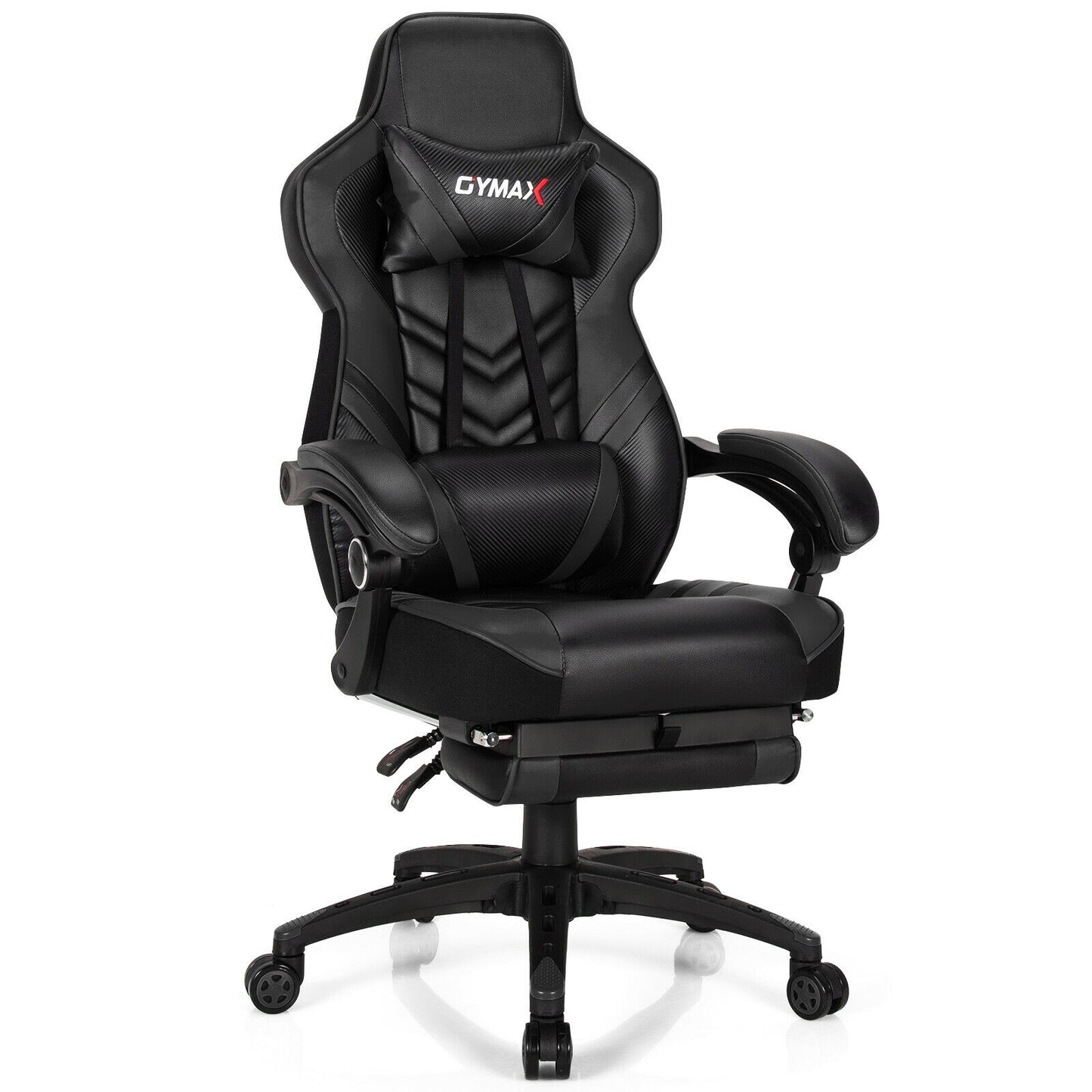 Adjustable Gaming Chair with Footrest for Home Office, Black Gaming Chairs Black at Gallery Canada