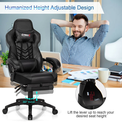 Adjustable Gaming Chair with Footrest for Home Office, Black at Gallery Canada