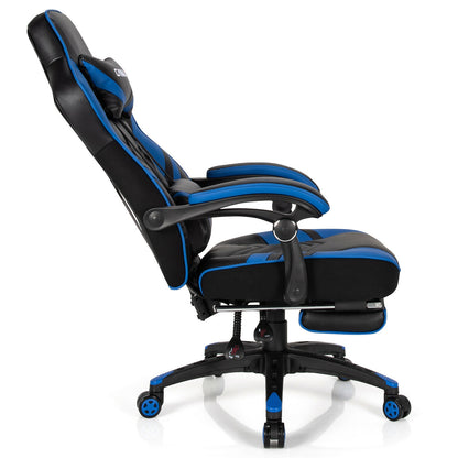 Adjustable Gaming Chair with Footrest for Home Office, Blue Gaming Chairs at Gallery Canada