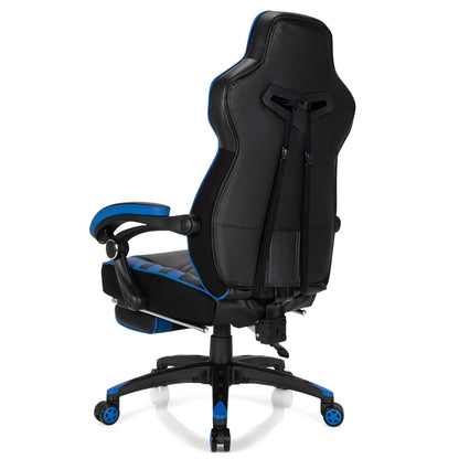 Adjustable Gaming Chair with Footrest for Home Office, Blue Gaming Chairs at Gallery Canada
