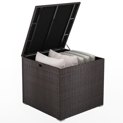 72 Gallon Rattan Outdoor Storage Box, Zippered Liner, Pneumatic Rod, Brown Sheds & Outdoor Storage at Gallery Canada