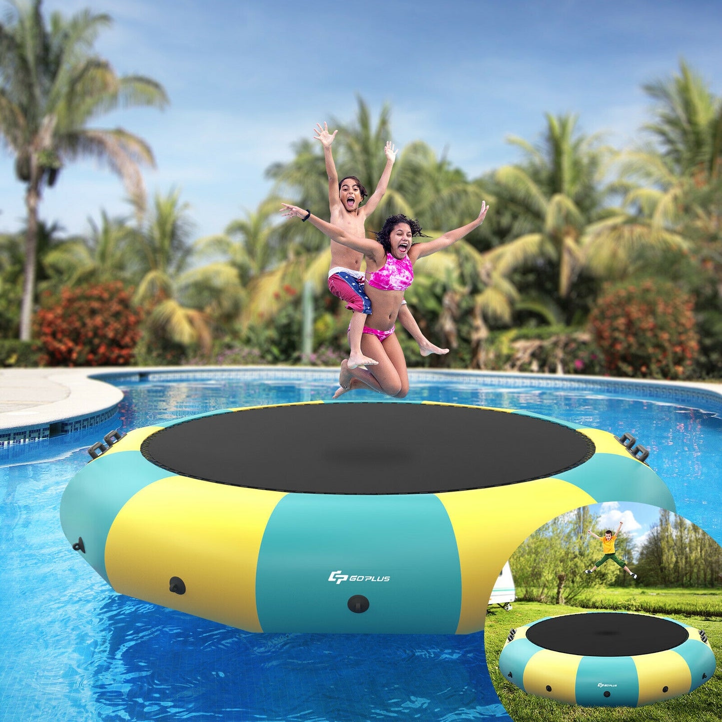 15 Feet Inflatable Splash Padded Water Bouncer Trampoline, Yellow Trampolines at Gallery Canada