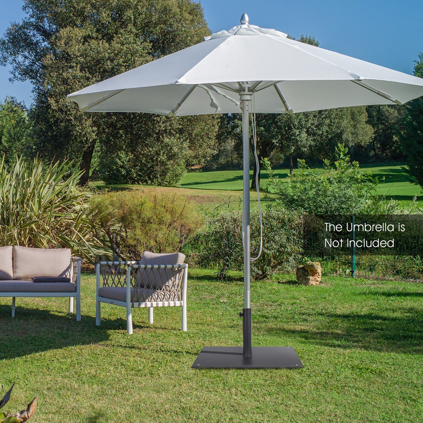 20 Inches Patio Umbrella Base with 4 Adjustable Footpads, Black Outdoor Umbrella Bases at Gallery Canada