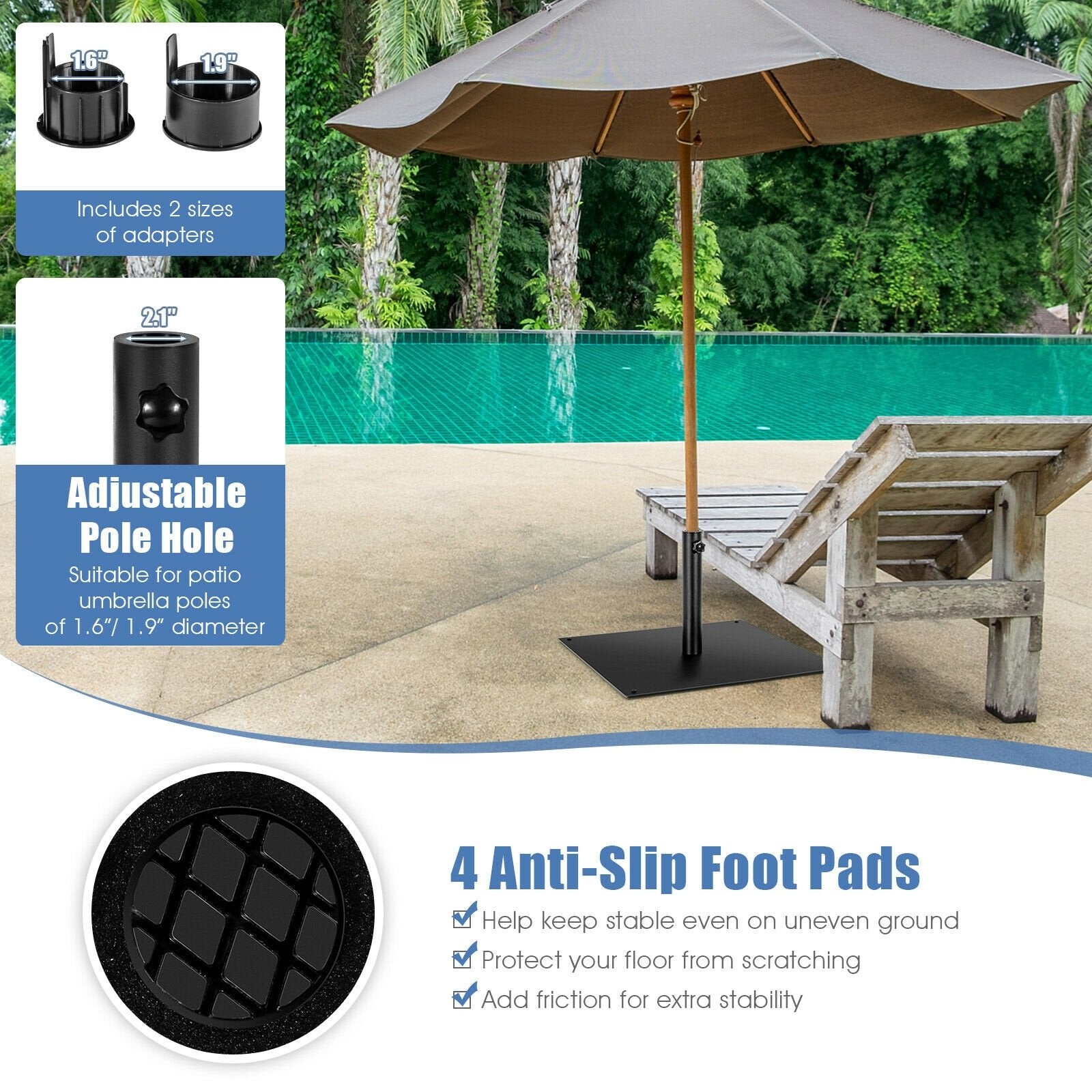 42 LBS Weighted 25 Inch Square Patio Umbrella Base - Gallery Canada