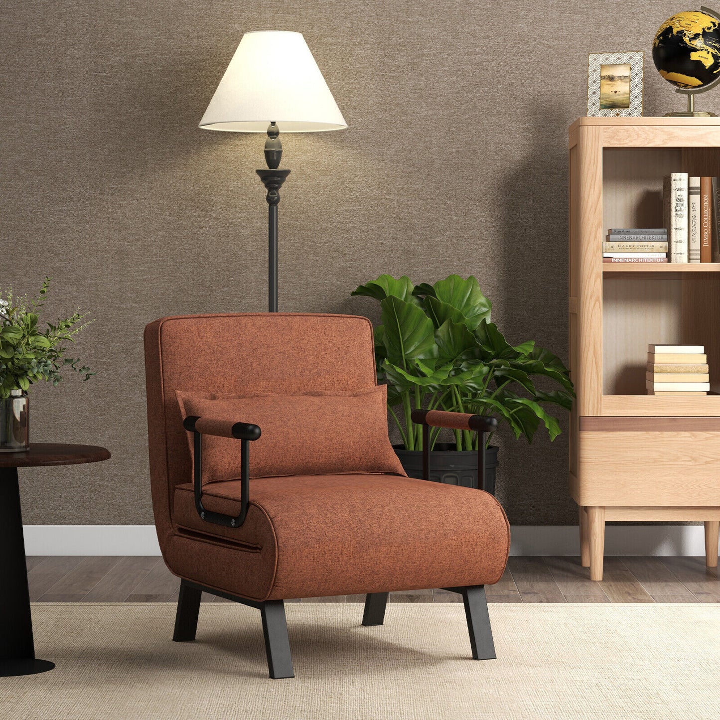Folding 6 Position Convertible Sleeper Bed Armchair Lounge Couch with Pillow, Coffee Accent Chairs at Gallery Canada