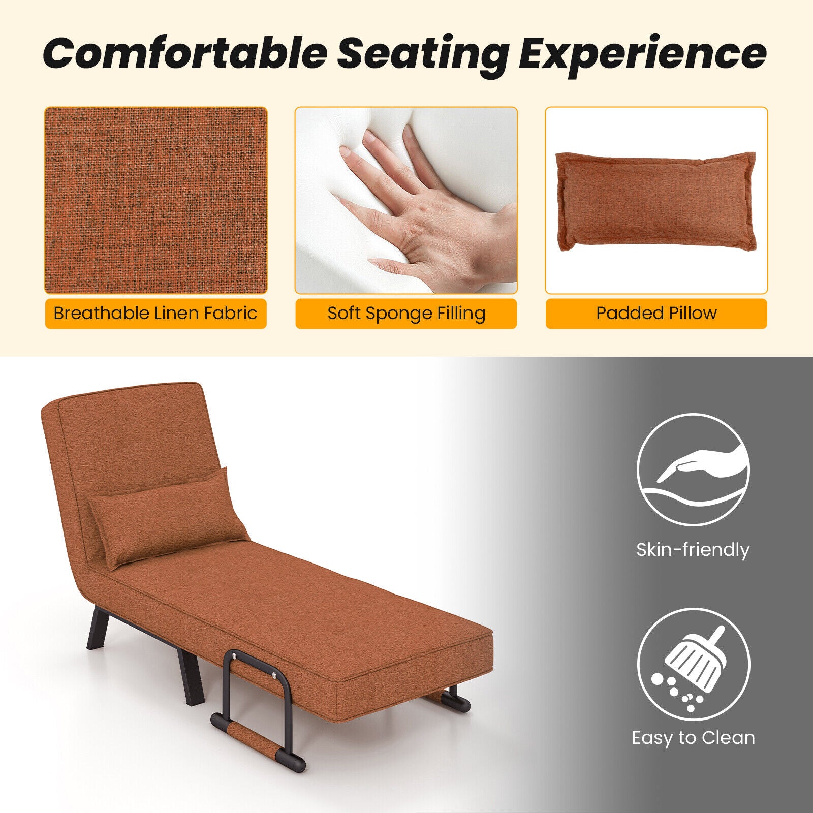 Folding 6 Position Convertible Sleeper Bed Armchair Lounge Couch Accent Chairs at Gallery Canada