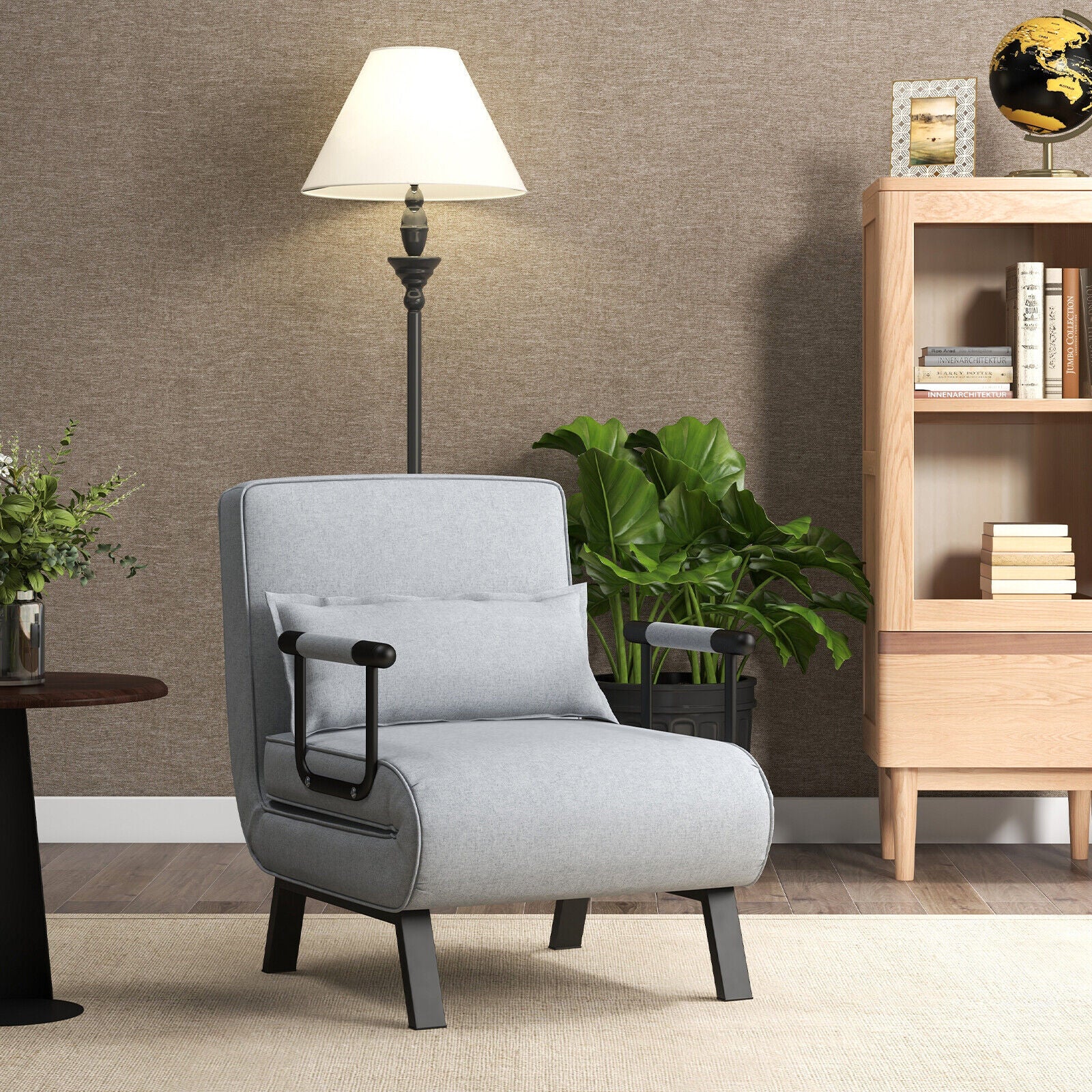 Folding 6 Position Convertible Sleeper Bed Armchair, Light Gray Accent Chairs at Gallery Canada