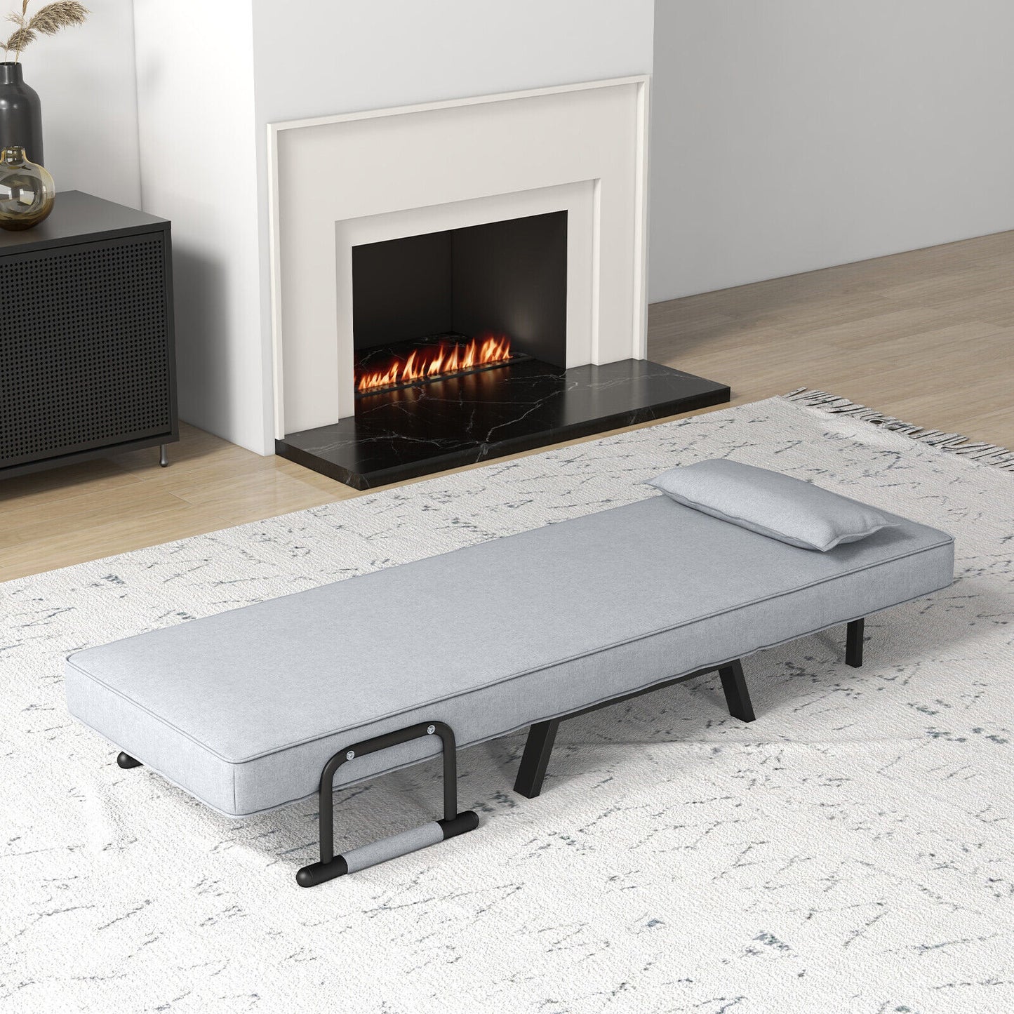 Folding 6 Position Convertible Sleeper Bed Armchair, Light Gray Accent Chairs at Gallery Canada