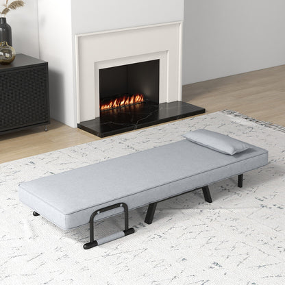 Folding 6 Position Convertible Sleeper Bed Armchair, Light Gray Accent Chairs at Gallery Canada